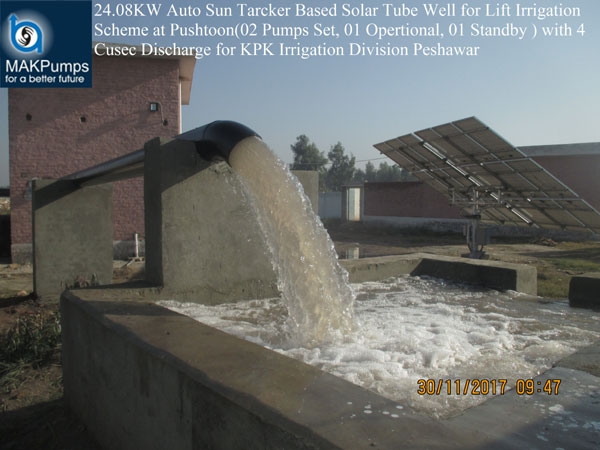 24.08KW Auto Sun Tracker based Solar Tube Well for Lift Irrigation Scheme at Pushtoon